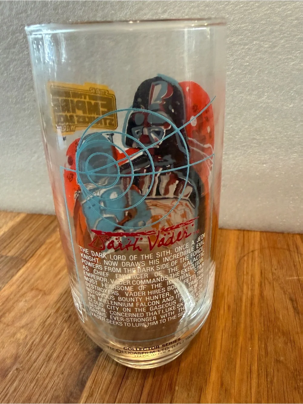 STAR WARS EMPIRE STRIKES BACK DARTH VADER BURGER KING VINTAGE COLLECTOR GLASS